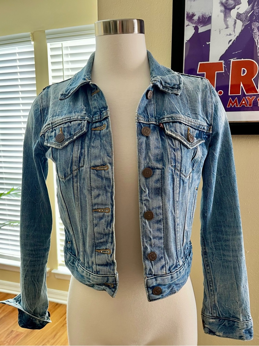 EUC- Levi’s Distressed Trucker Denim Jacket